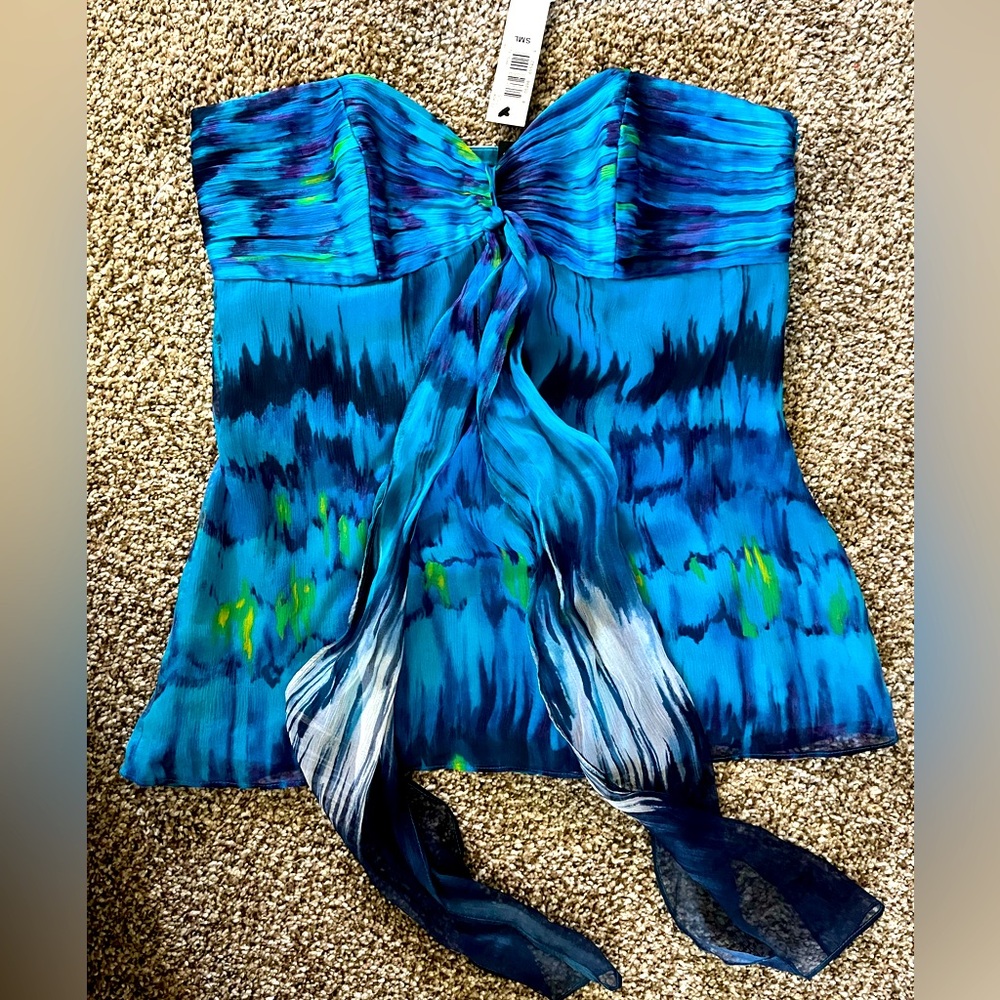 Laundry By Shelli Segal Blue Strapless Blouse